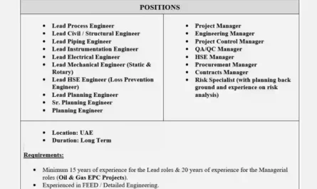 Oil & Gas EPC Projects Jobs Opportunities UAE